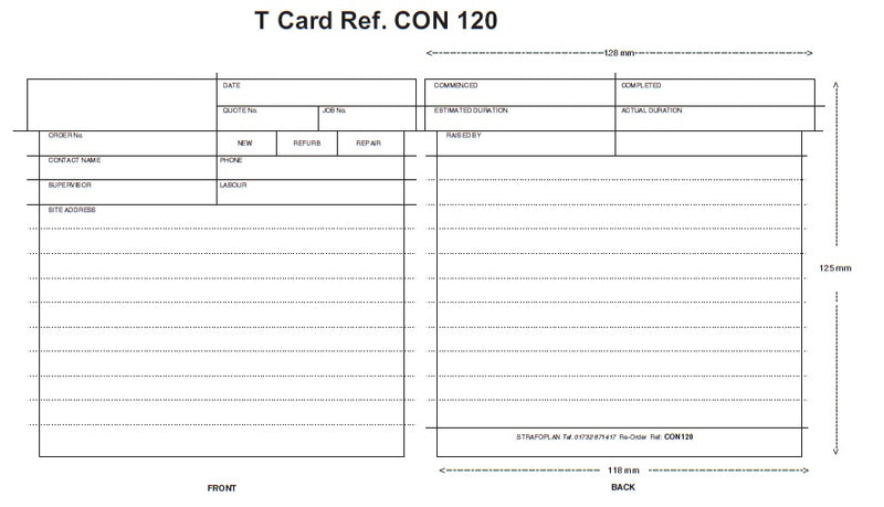 Job Control T Card Board (Size 120 or Size 4) – T Cards Direct