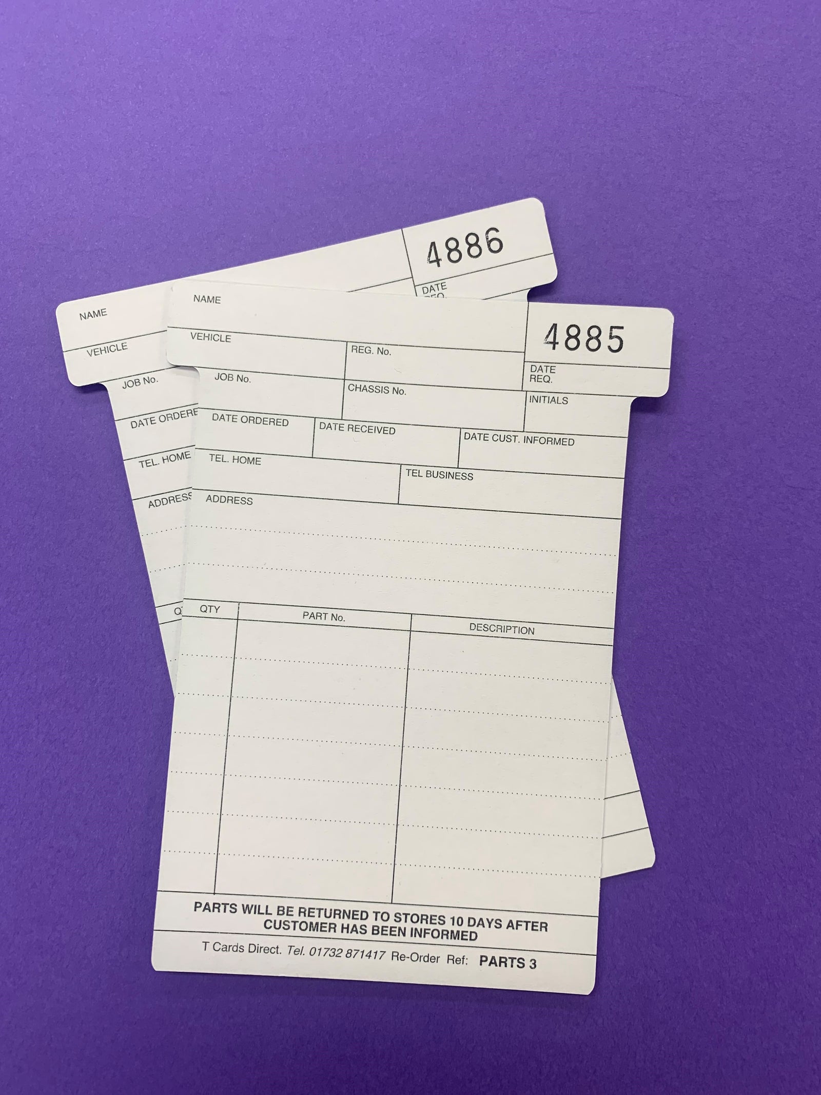 Size 3 Parts T Cards Ref Parts3 (4 Part) Sequentially Numbered – T ...