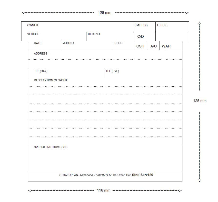 Motor Trade T Card Ref Serv120 – T Cards Direct